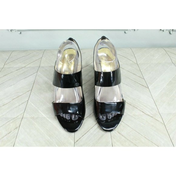 MICHAEL Michael Kors Black Leather Peep Toe Platform Heels Sandals Size 10 M - Picture 5 of 9